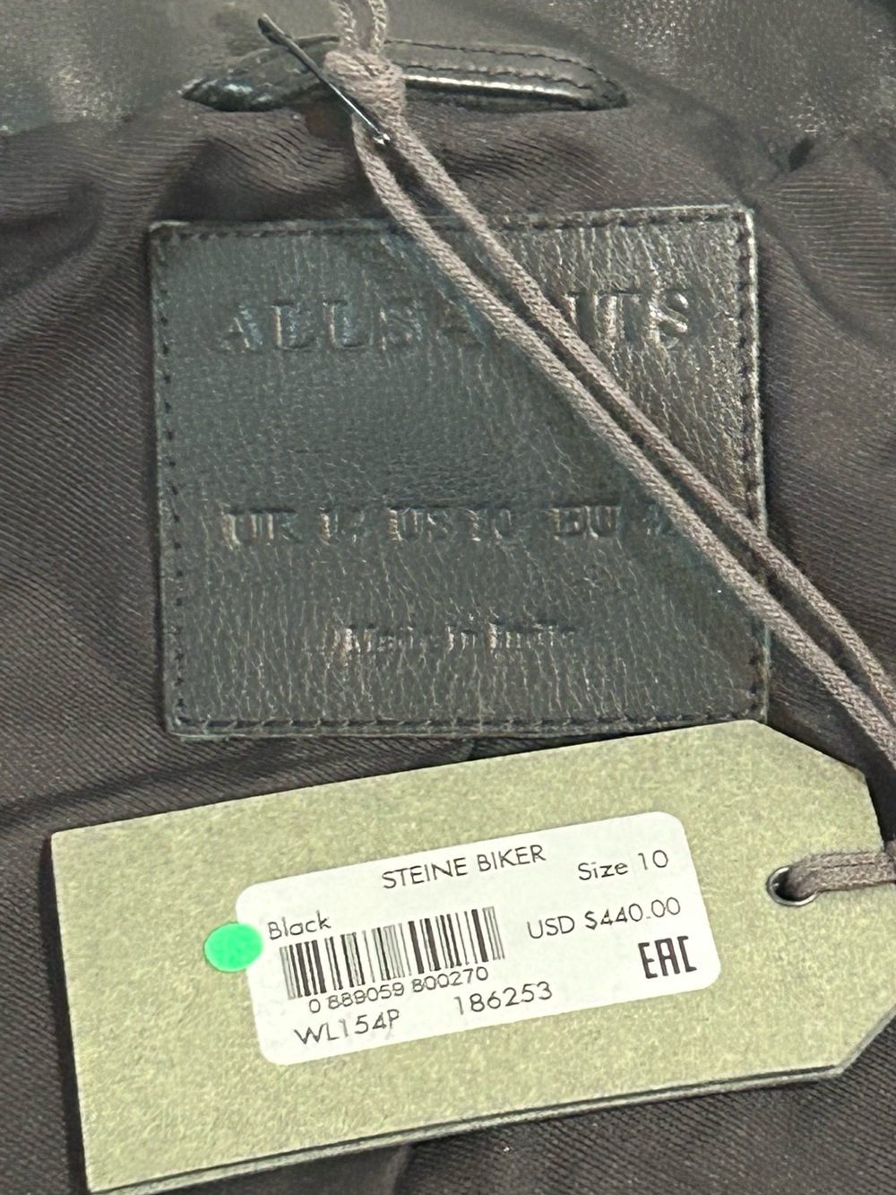 440$ALLSAINTS Steine Black Leather Biker Moto Jacket NWT Size 10 - Picture 5 of 13
